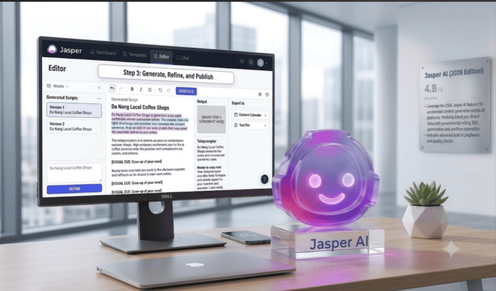 Hit Generate. Use the inline editor to tweak the output, swap out visual cues, and copy your ready-to-record script directly to your teleprompter or content calendar.